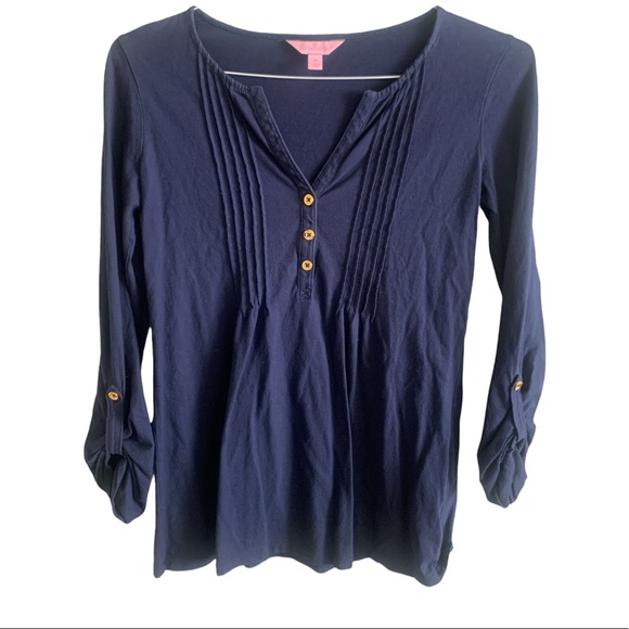 Lilly Pulitzer cotton navy Dorothy top - Picture 8 of 10